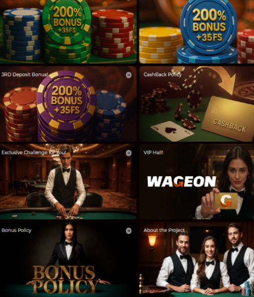 Wageon Casinon rekisteröitymisbonusbanneri